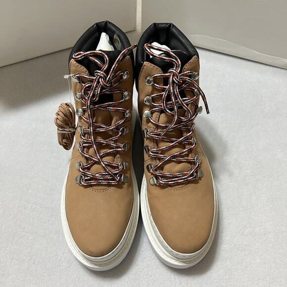 SCHUTZ Marula Women's Platform Lace Up High Top Boots 7.5 B Waterproof Beige NIB - Picture 14 of 16